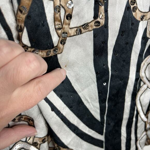 Custo Barcelona Dress Womens Size 3 US Medium Black Silver Silk Blend Sequin Y2K - Picture 11 of 16